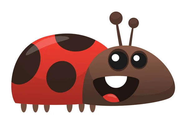 Carino cartone animato coccinella. Illustrazione vettoriale isolato — Vettoriale Stock