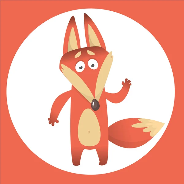 Cartoon red fox character, vector illustration, isolated on whit — Stock Vector