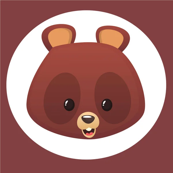 63Kreskówkowa głowa niedźwiedzia. Ilustracja wektora brązowego uśmiechniętego niedźwiedzia. — Wektor stockowy