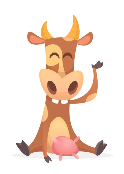Lustige und niedliche Kuh Charakter Illustration — Stockvektor