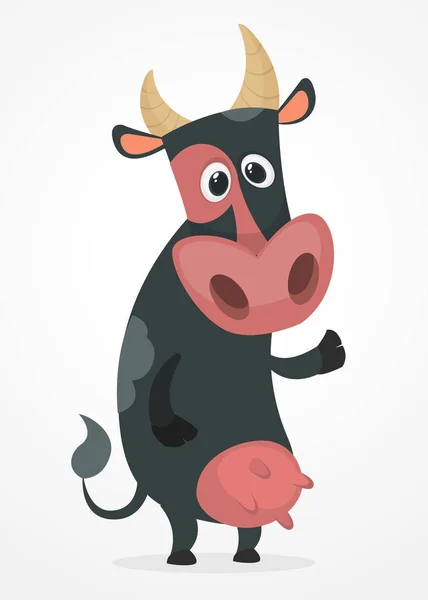 Смешная и милая иллюстрация персонажа коровы — стоковый вектор