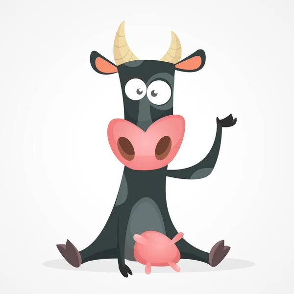 Ilustración de las vacas locas y bonitas — Vector de stock