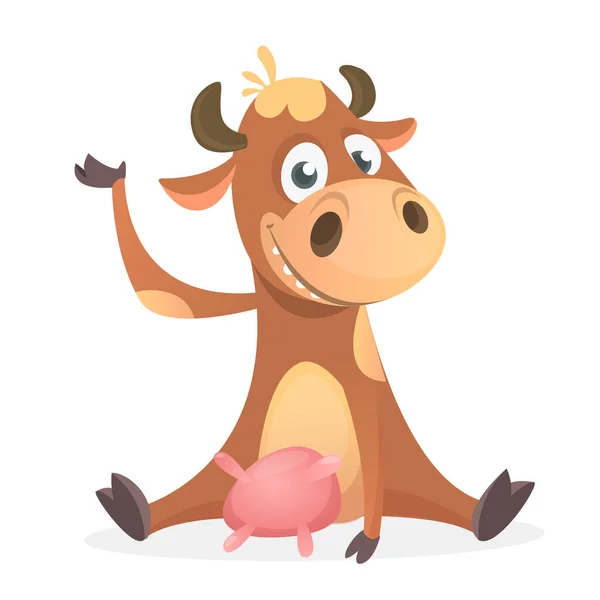 Ilustración de las vacas locas y bonitas — Vector de stock