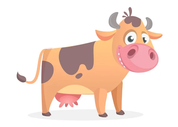 Смешная и милая иллюстрация персонажа коровы — стоковый вектор