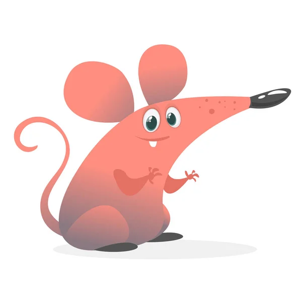 Beau personnage de souris gris de dessin animé. Illustration vectorielle isolée — Image vectorielle