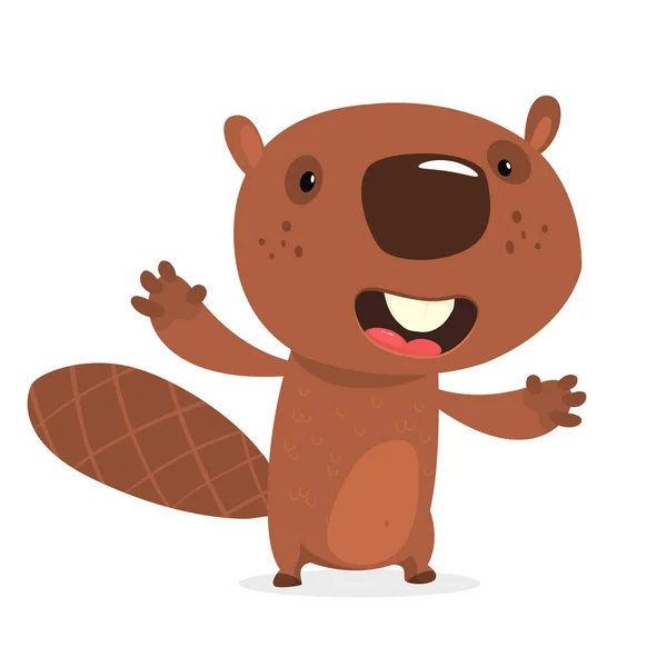 Cute cartoon beaver. Vector illustration — Stock Vector