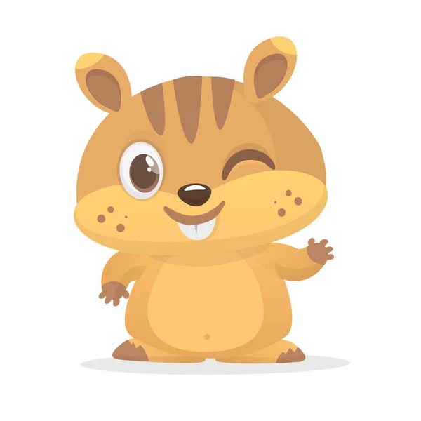 Corte dibujos animados marrón marrón o hamster. Día de la ceguera aislada del Groundhog — Vector de stock