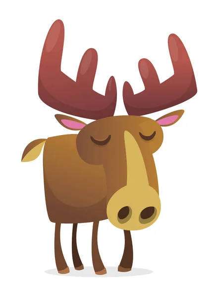 Happy cartoon moose character. Vector moose illustration isolate — Stock Vector