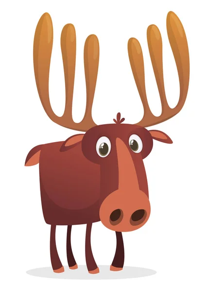 Happy cartoon moose character. Vector moose illustration isolate — Stock Vector