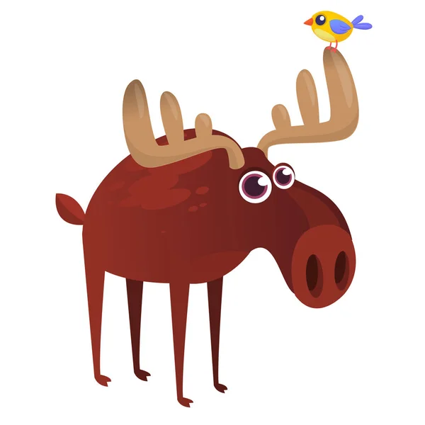 Happy cartoon moose character. Vector moose illustration isolate — Stock Vector