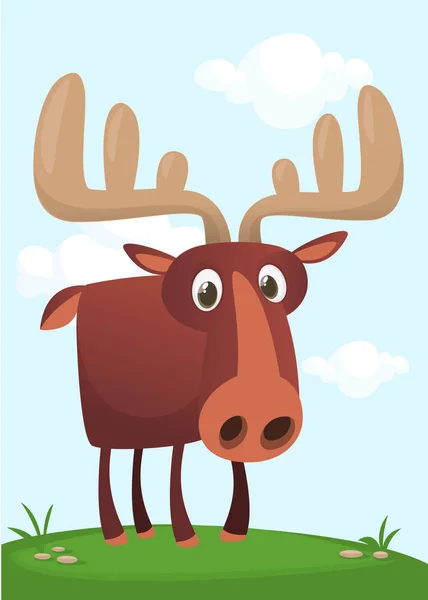 Happy cartoon moose character. Vector moose illustration isolate — Stock Vector