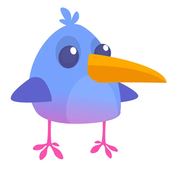 Cool blue bird cartoon. Ilustración vectorial de las aves azules forestales — Vector de stock