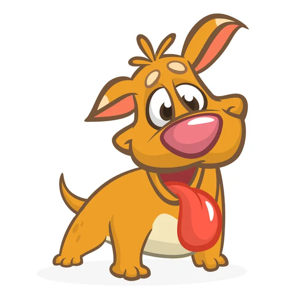 Cute Puppy Puppy Cartoon Vector Illustration Желтая Собака Изолированный Белом — стоковый вектор