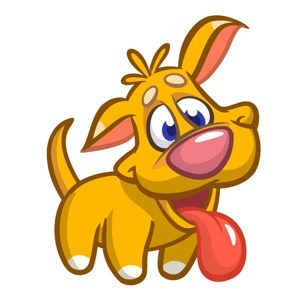 Illustration Vectorielle Dessin Animé Chiot Mignon Chien Jaune Isolé Sur — Image vectorielle