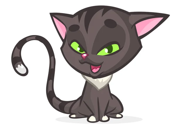 Cartoon Witch Black Cat Illustration Vector Isolated Halloween Design — Stock Vector
