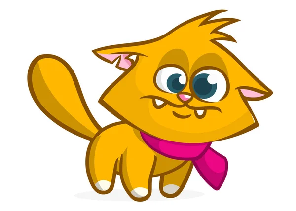 Słodki Zabawny Kot Kreskówki Ilustracja Wektora — Wektor stockowy