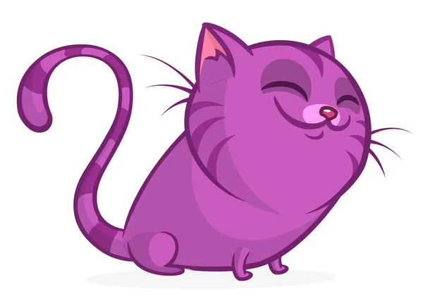 Desenhos Animados Gato Gordo Muito Roxo Gato Listrado Gordo Ilustração —  Vetores de Stock