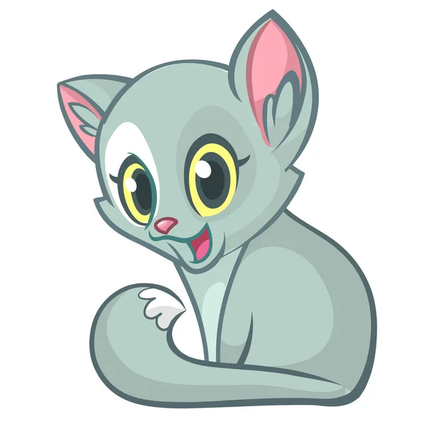 Bonito Bonito Gatinho Cartoon Sentado Ilustração Vetorial —  Vetores de Stock