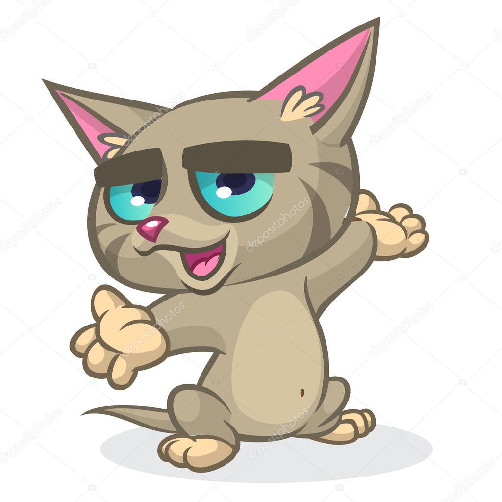Cute and funny cartoon cat. Vector illustration