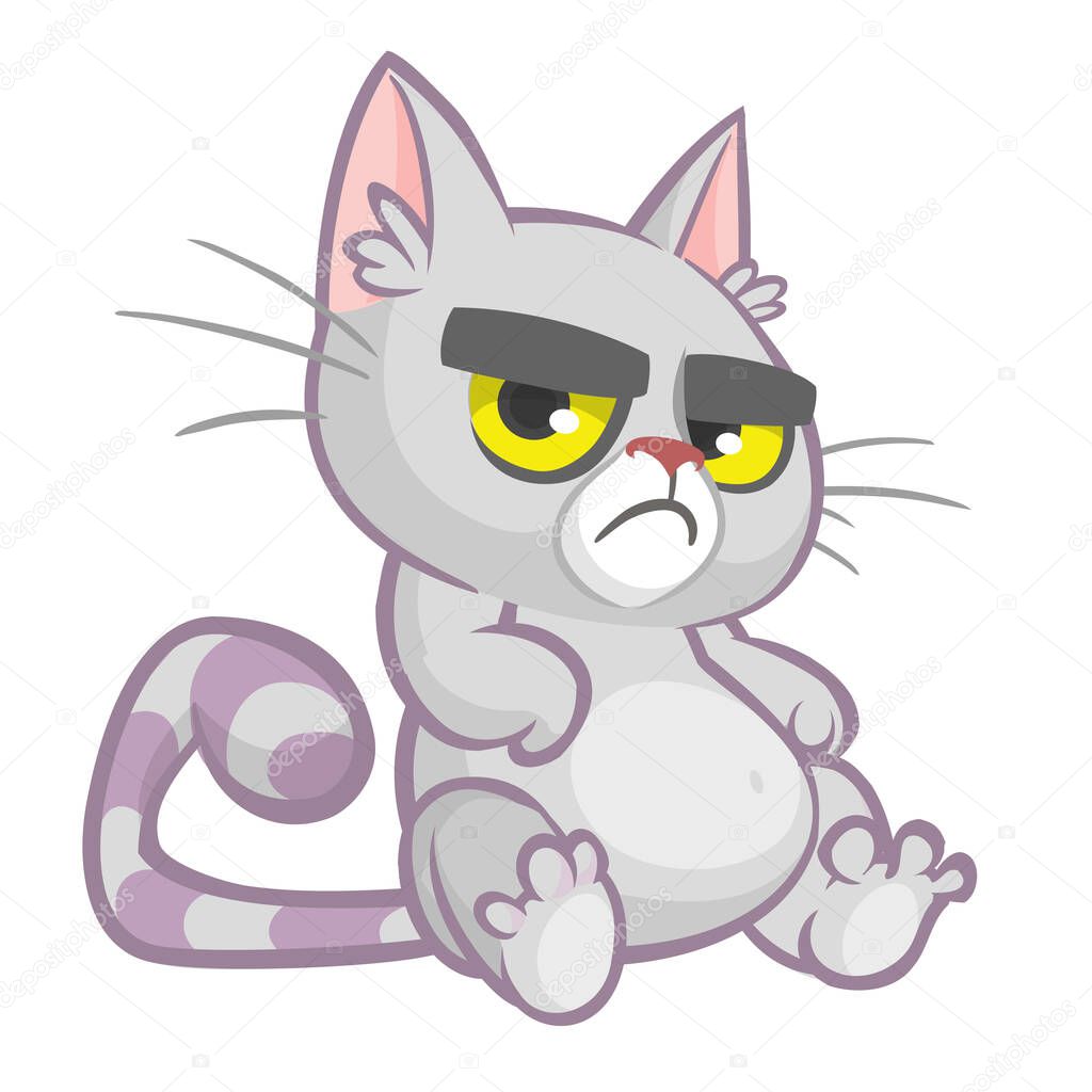 Cute and funny cartoon cat. Vector illustration