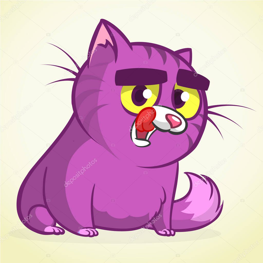 Cute and funny cartoon cat. Vector illustration