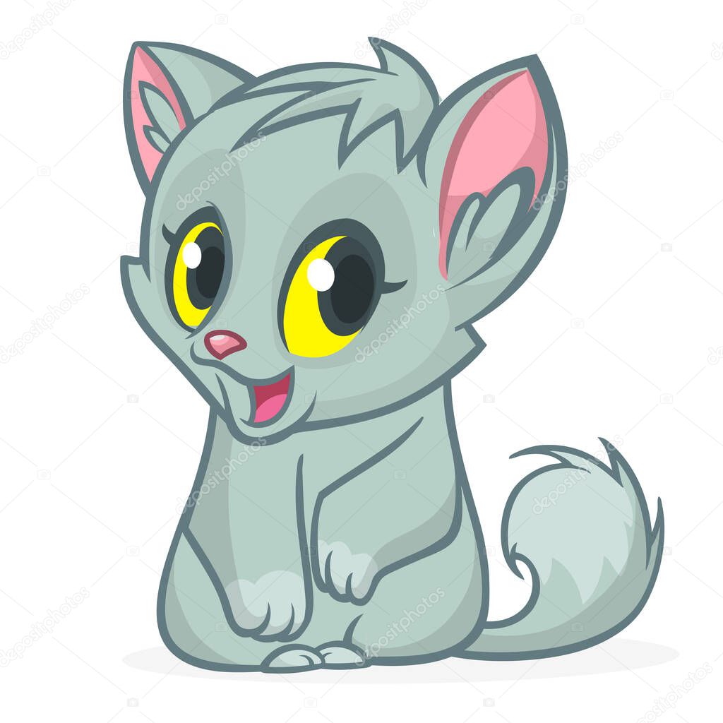 Cute and funny cartoon cat. Vector illustration