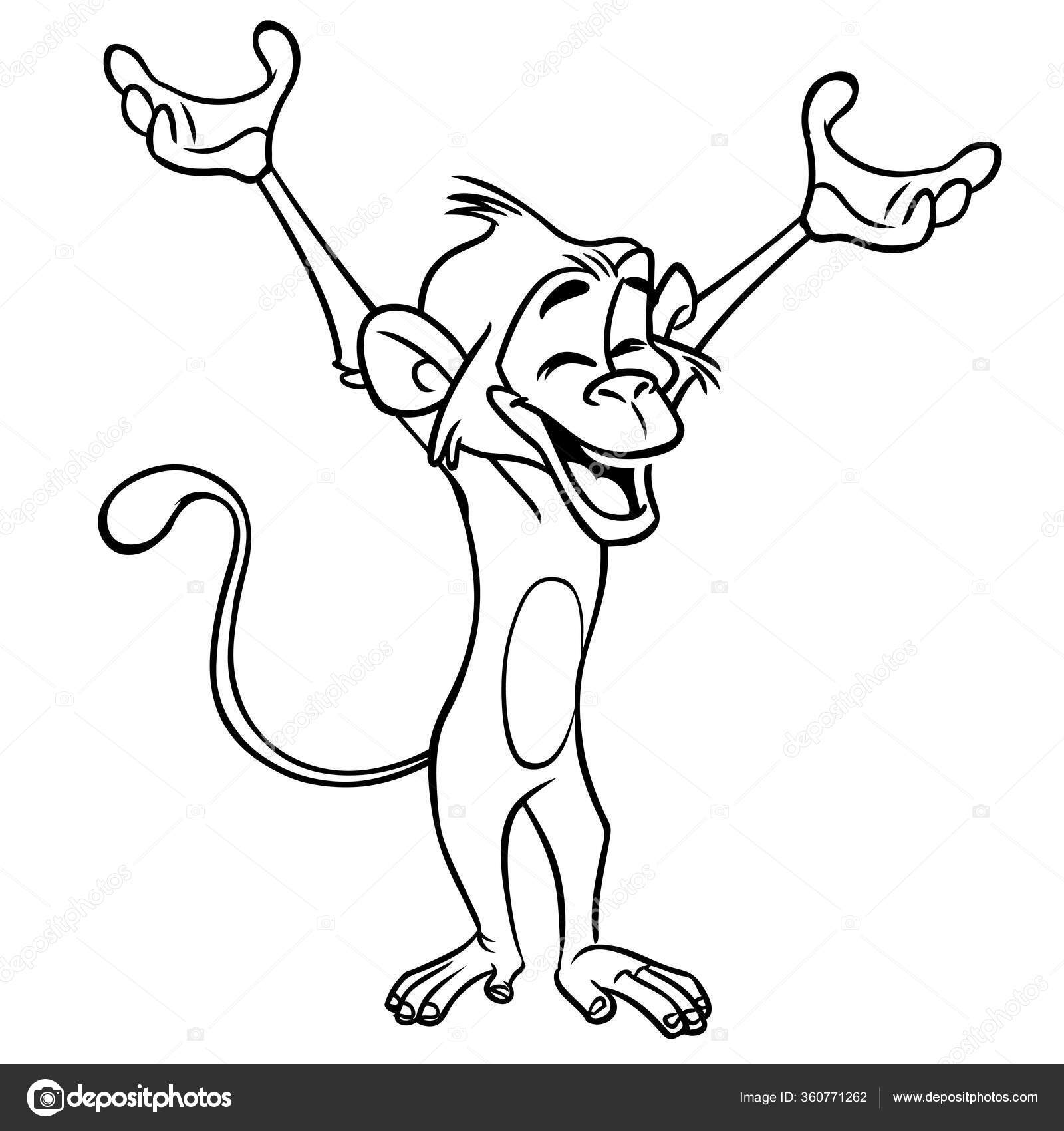 Macaco de desenho animado bonito em um galho em ilustração vetorial vetor  de animais isolados estilo de desenho animado plano
