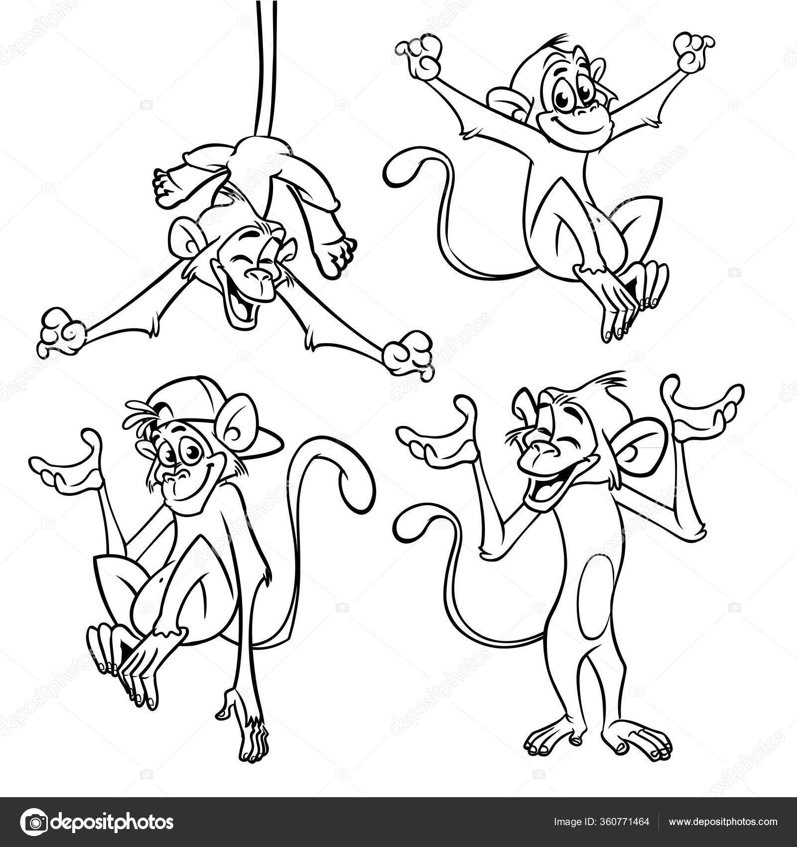 Correndo macaco dos desenhos animados imagem vetorial de