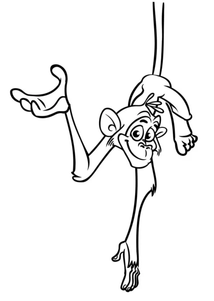 Carino Scimpanzé Scimmia Dei Cartoni Animati Illustrazione Vettoriale Una Scimmia — Vettoriale Stock
