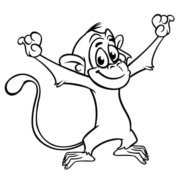 Leuke Cartoon Aap Chimpansee Vector Illustratie Van Een Aap Schetst — Stockvector