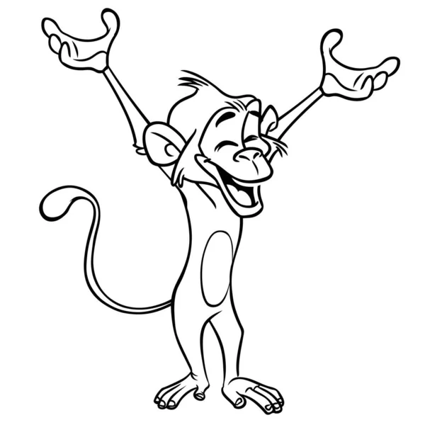 Χαριτωμένος Χιμπατζής Μαϊμού Καρτούν Εικονογράφηση Διανυσματικού Περιγράμματος Μαϊμούς Σχεδιασμός Για — Διανυσματικό Αρχείο