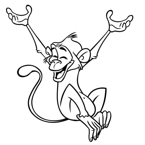Macaco Desenho Animado Bonito Chimpanzé Ilustração Vetorial Esboço Macaco Design —  Vetores de Stock