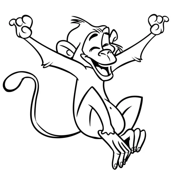 Мультфильм Милый Обезьяна Шимпанзе Размахивая Векторная Иллюстрация — стоковый вектор