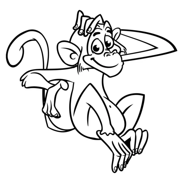 Macaco Desenho Animado Bonito Chimpanzé Ilustração Vetorial Esboço