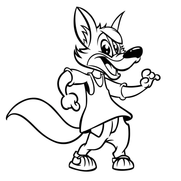 Cartoon Fox Danse Illustration Vectorielle Conception Pour Livre Colorier — Image vectorielle