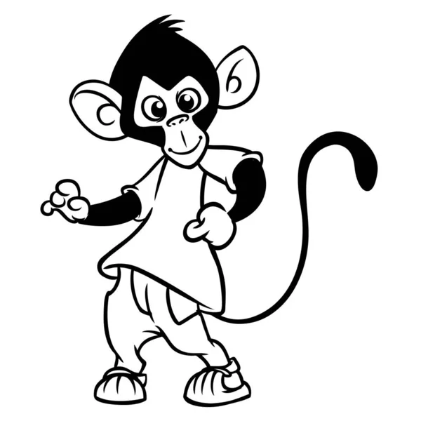 Κιτρινιάρης Χιμπατζής Που Χορεύει Εικονογράφηση Διανύσματος Σχεδιασμός Για Βιβλίο Ζωγραφικής — Διανυσματικό Αρχείο
