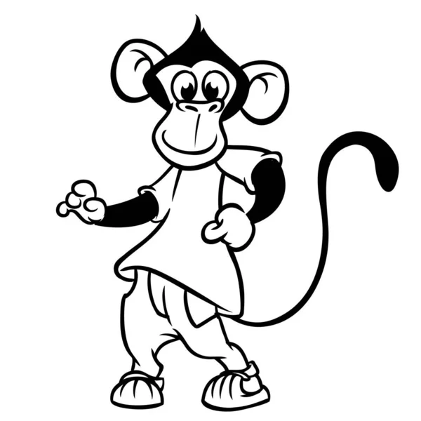 Мультяшна Мавпа Шимпанзе Танцює Векторні Ілюстрації Викладені Дизайн Розмальовки — стоковий вектор