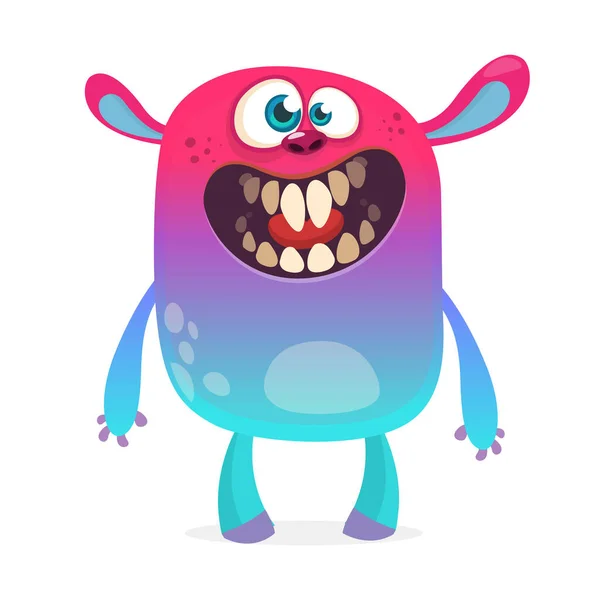 Schattig Harig Blauw Monster Vector Bigfoot Trol Karakter Mascotte Ontwerp — Stockvector