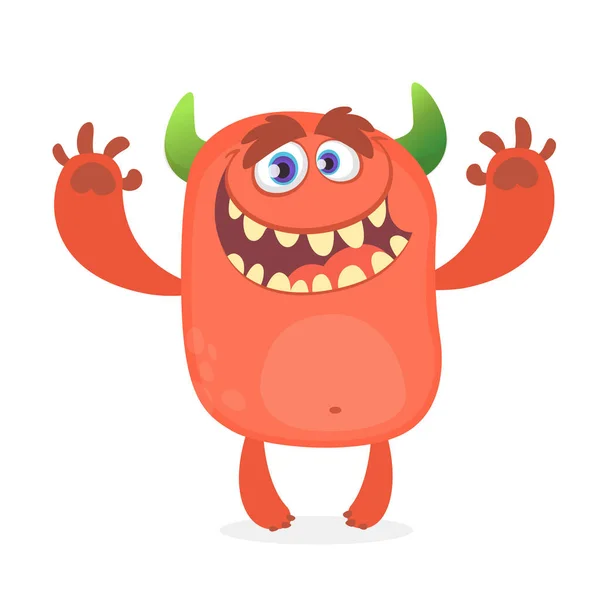 Schattig Harig Rood Monster Vector Trol Personage Ontwerp Voor Kinderboek — Stockvector