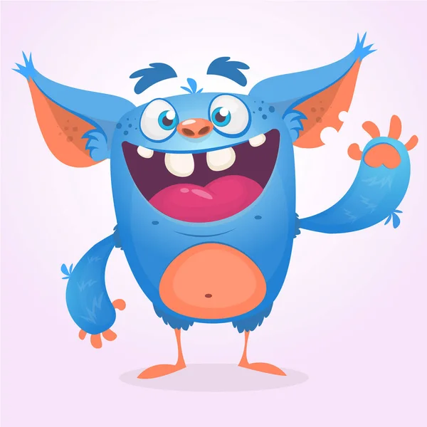 Monstro Azul Peludo Bonito Vetor Bigfoot Mascote Personagem Troll —  Vetores de Stock