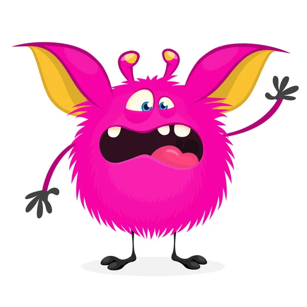 stock vector Scary cartoon pink monster. Vector illustration of  monster character for Halloween party