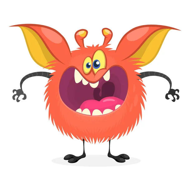 Boos Cartoon Vet Monster Vector Illustratie Van Rode Monster Karakter — Stockvector