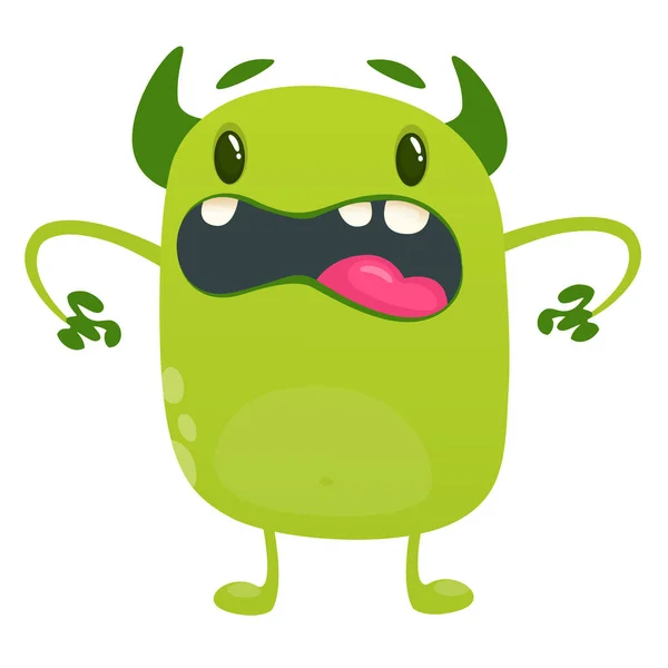 Boos Cartoon Groen Buitenaards Monster Grote Verzameling Schattige Monsters Voor — Stockvector