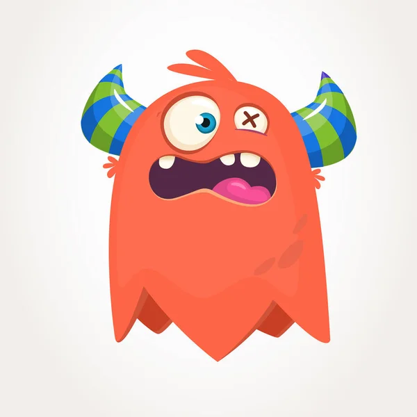 Schattig Tekenfilmmonster Verrast Vliegende Monster Emotie Halloween Vector Illustratie — Stockvector