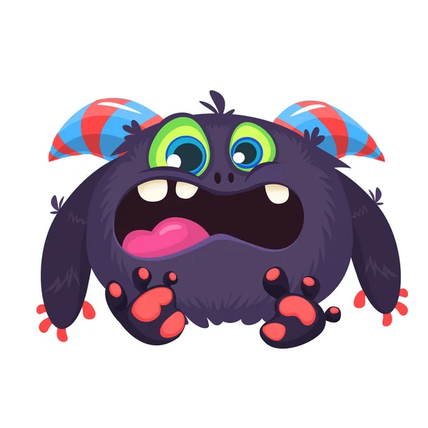 Boos Cartoon Zwart Monster Screanimg Schreeuwende Boze Monsteruitdrukking Grote Collectie — Stockvector