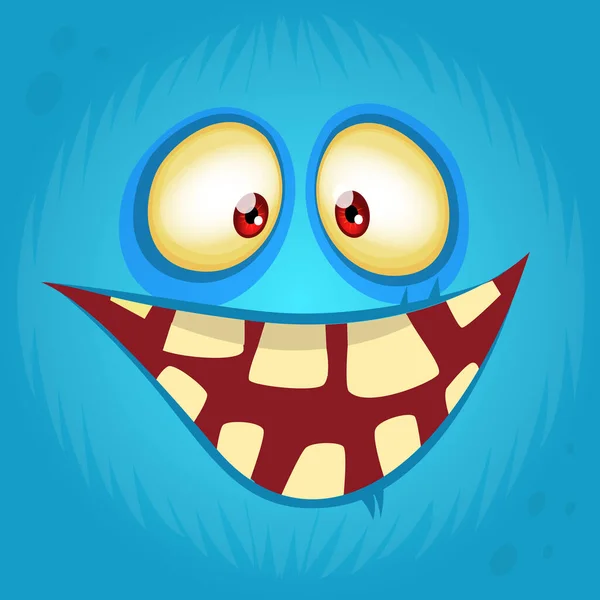 Divertido Caricatura Sonriente Monstruo Cara Avatar Personaje Monstruo Halloween Diseño — Vector de stock