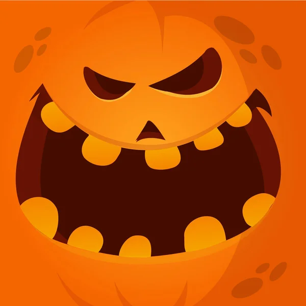 Vector Cartoon Engraçado Halloween Rosto Abóbora Sorrindo — Vetor de Stock