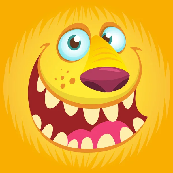 Halloween Illustration Eines Monsters Vektor Illustration Des Pelzigen Orangen Monstergesichts — Stockvektor