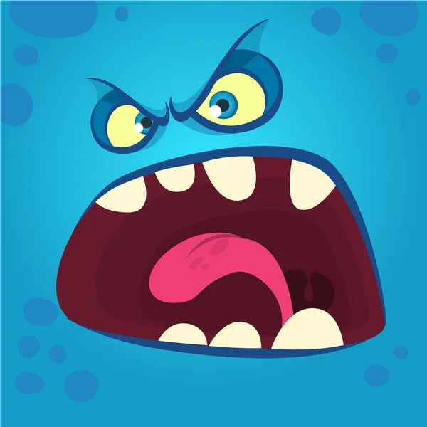 怒っている漫画の怪物の顔 ハロウィンイラスト Tシャツのプリントデザイン — ストックベクタ