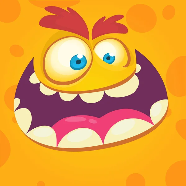 Zeichentrickmonster Gesicht Vector Halloween Orange Glücklich Monster Quadrat Avatar Design — Stockvektor